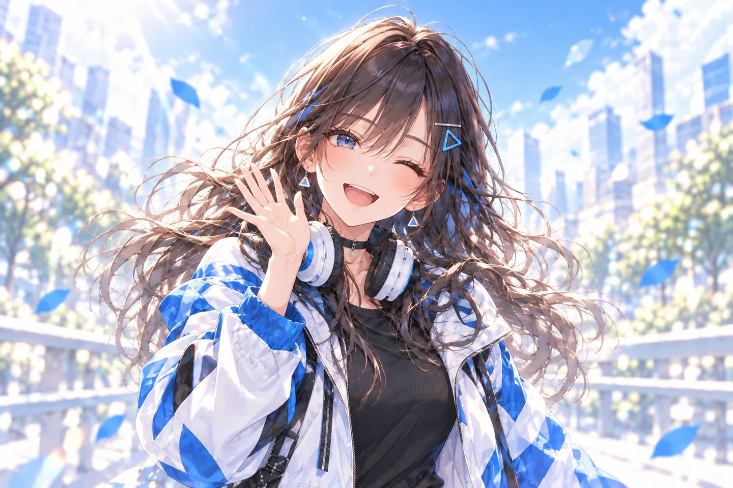 笑顔で手を振るPopricaのキャラクター