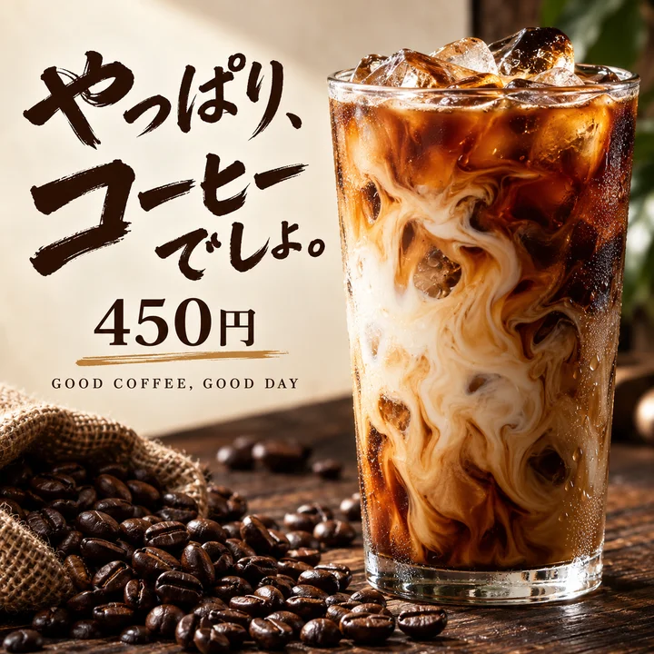 アイスコーヒーの商品紹介デザイン例