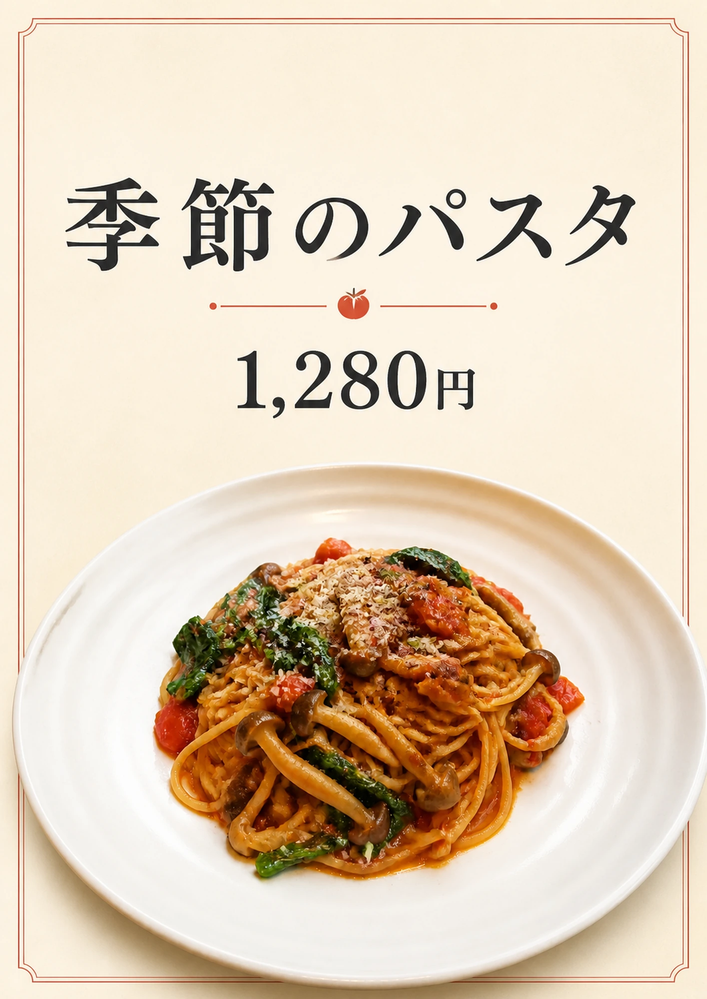 ナチュラル の季節のパスタデザイン