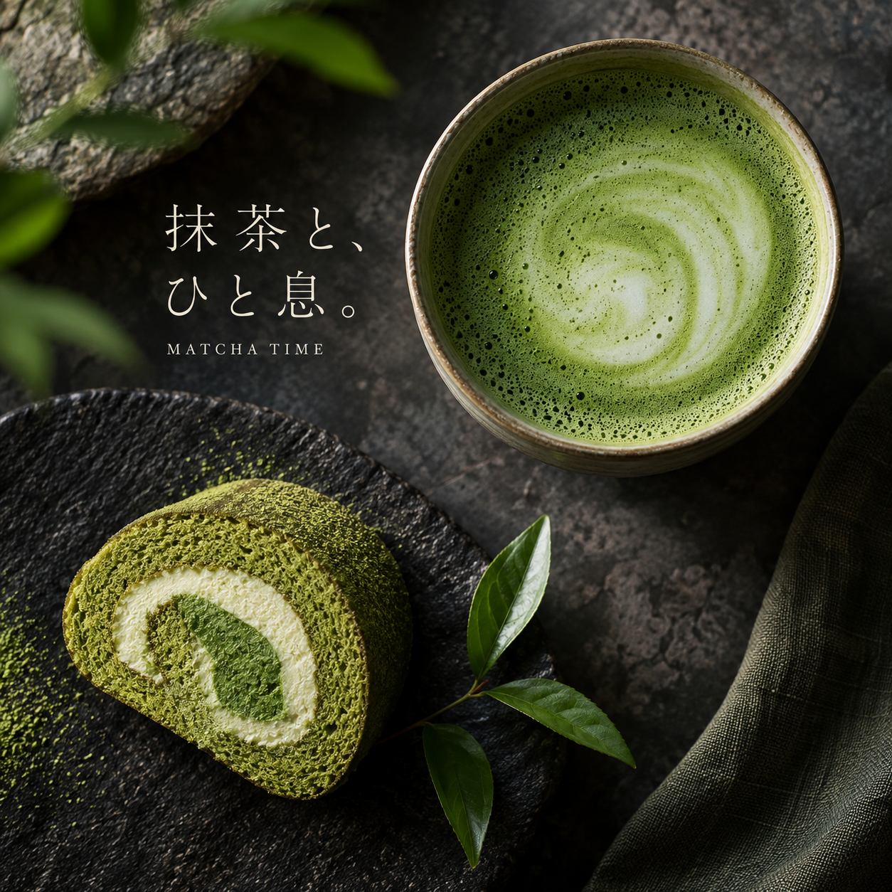 SNS投稿 SNS: SNS カフェ・花・旅｜抹茶ラテとロールケーキ