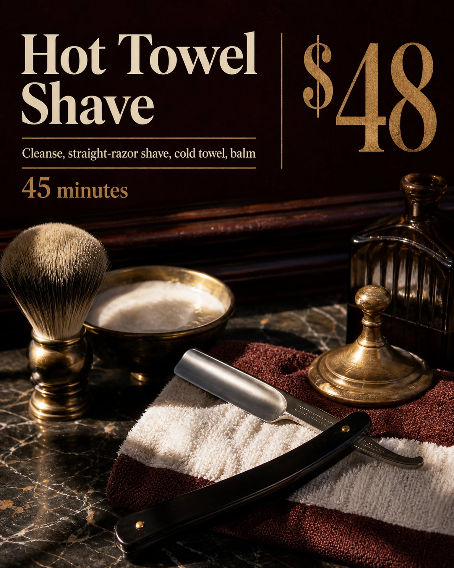 Shaving tools and warm-towel pricing