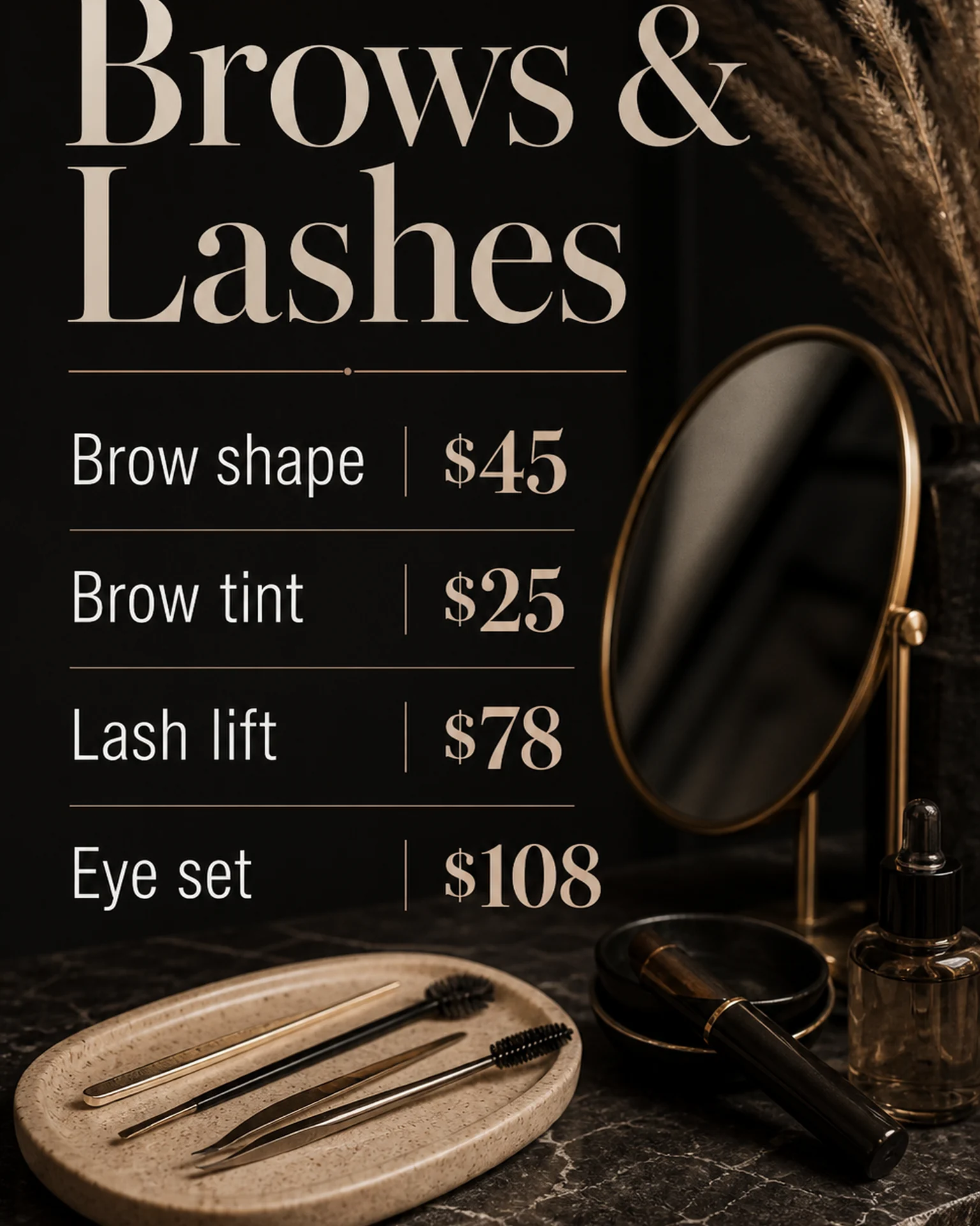 Dark brows-and-lashes menu