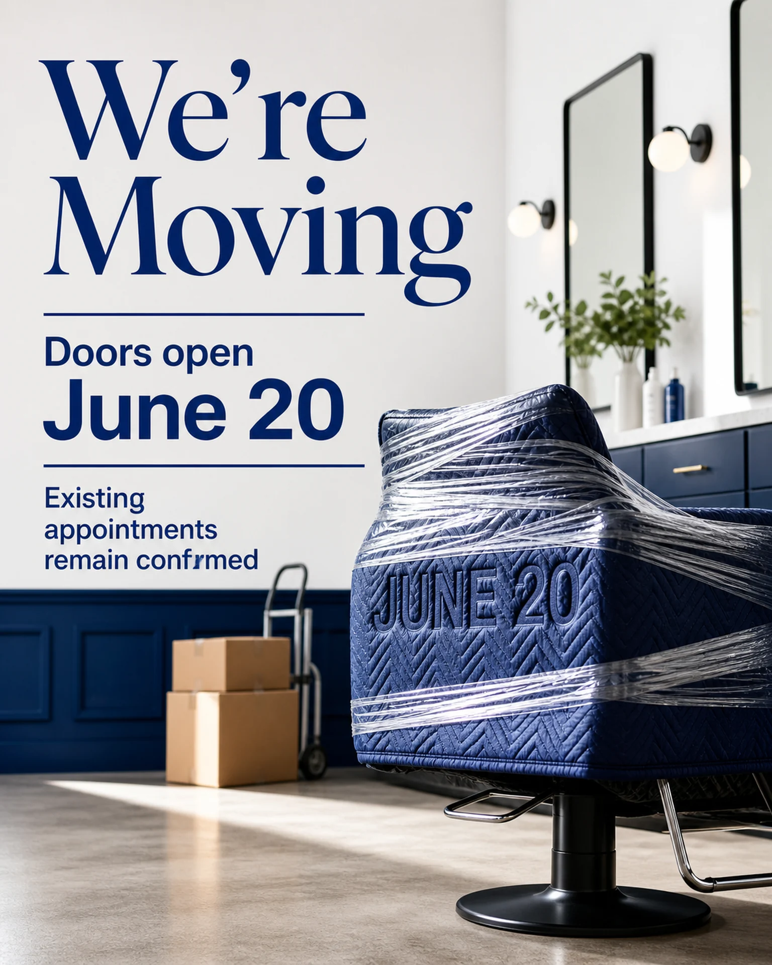 Beauty & salons Announcement: Blue salon relocation notice