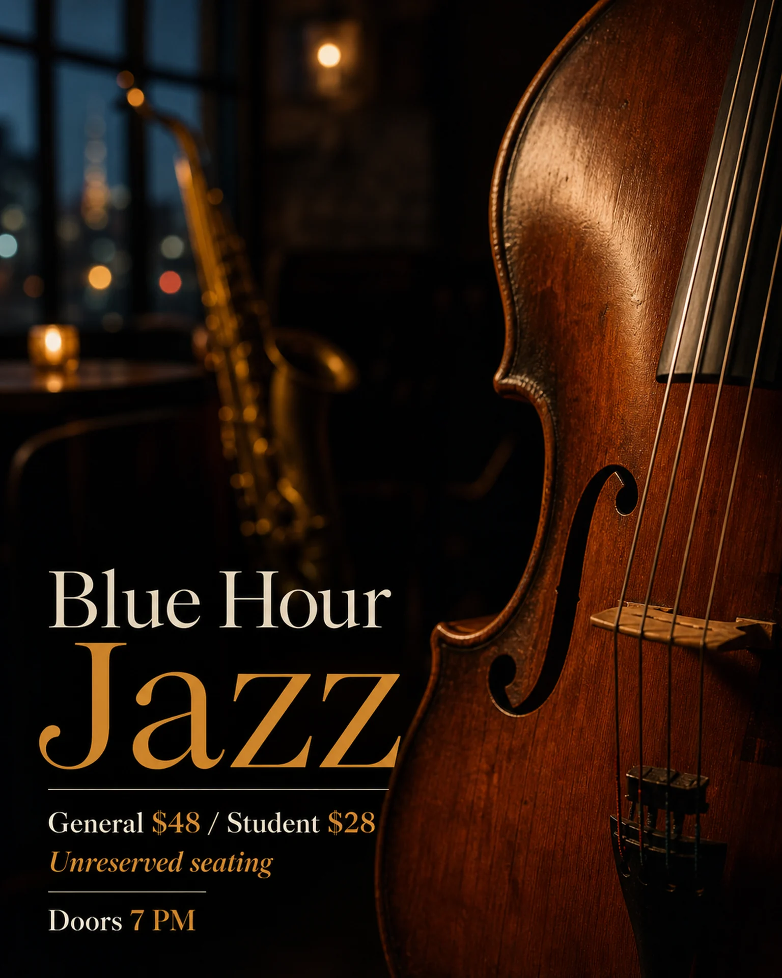 Events Price card: Double-bass jazz-event poster