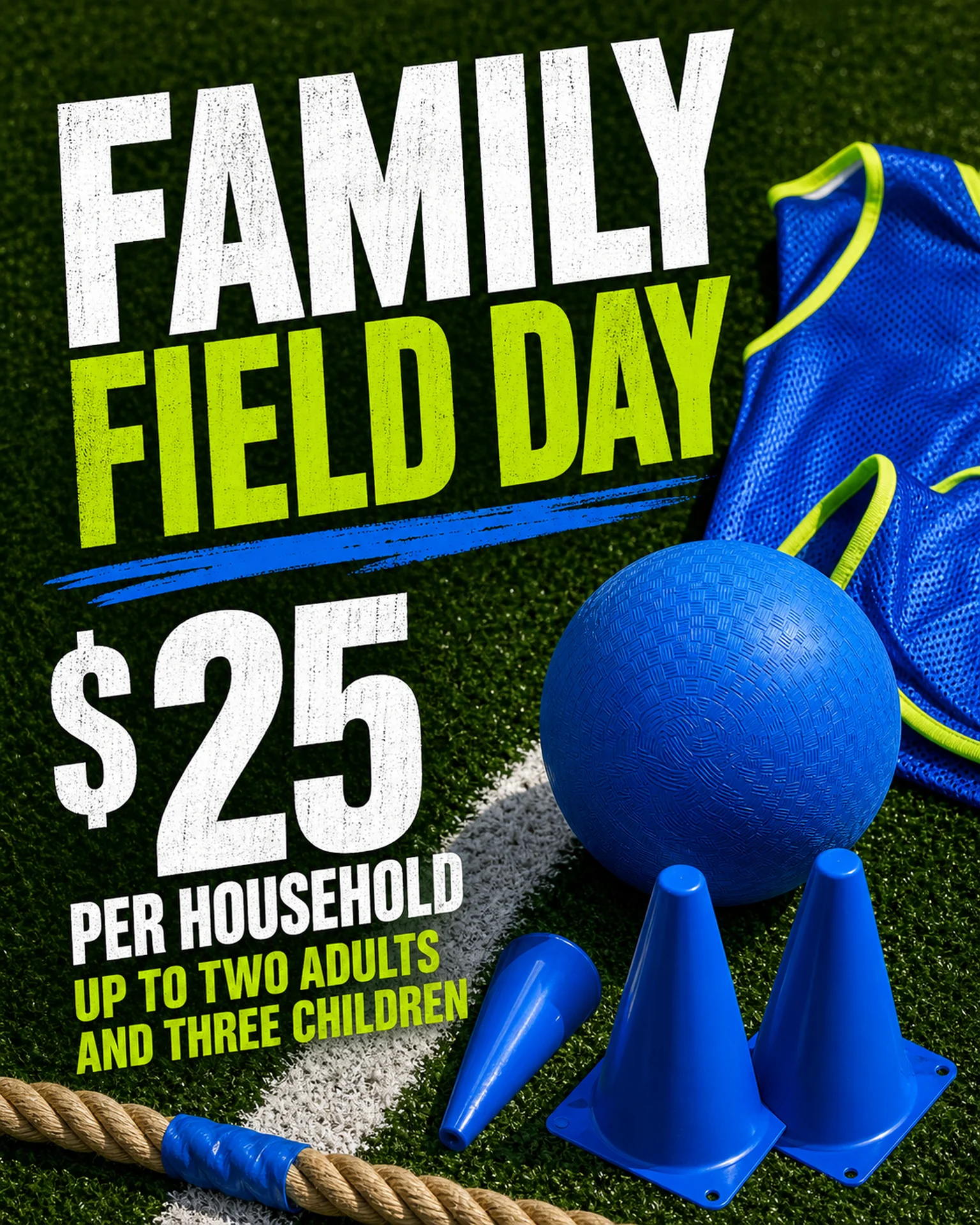 Lime-lettered family sports event