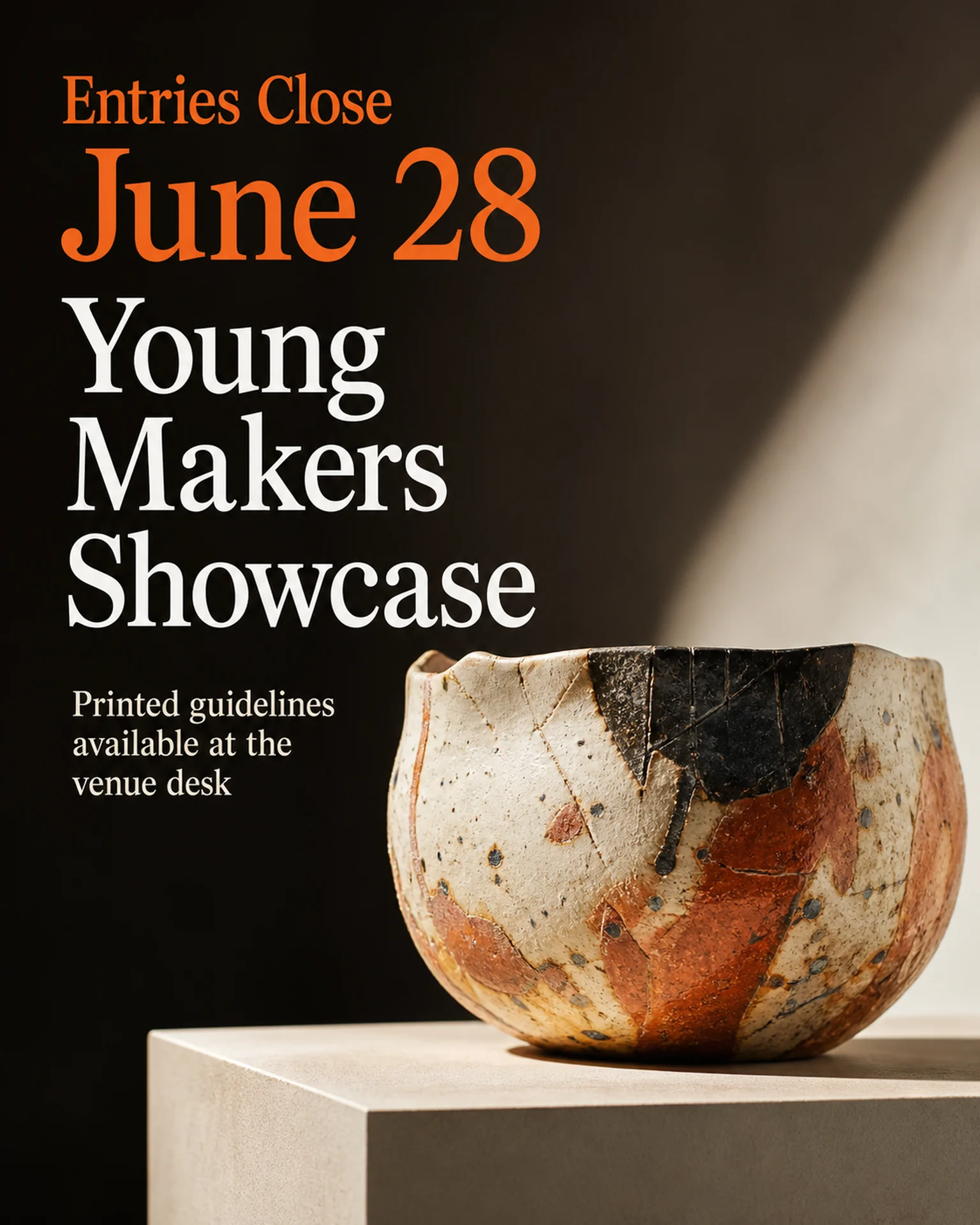 Ceramic display with application deadline