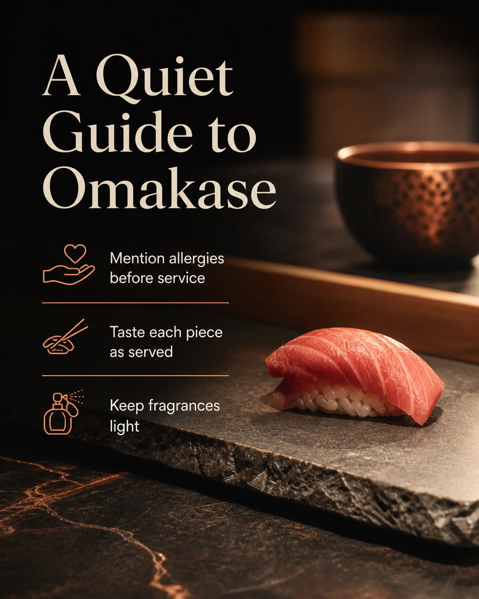 Sushi service-etiquette guide