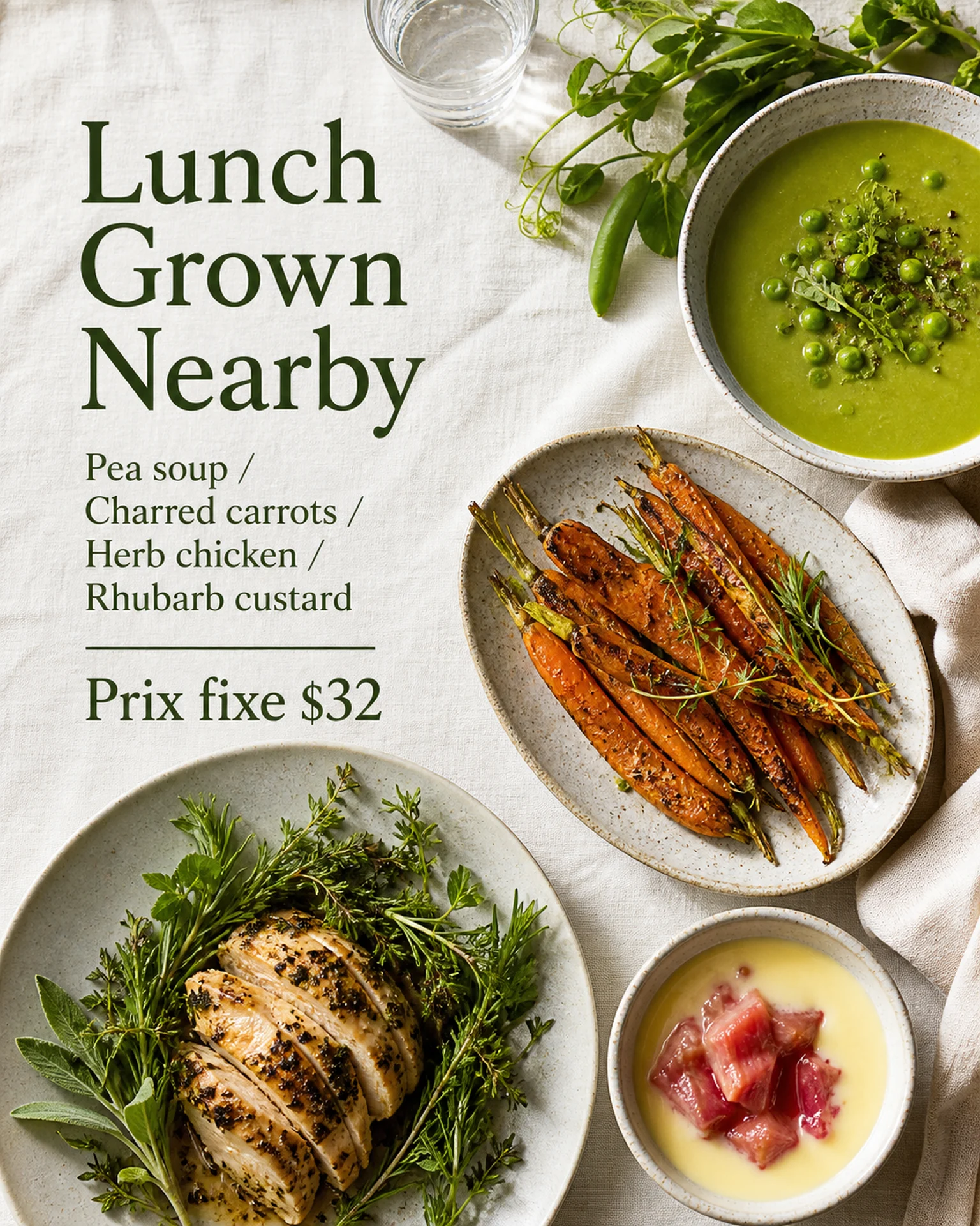 Restaurants Social: Vegetable lunch on a white tabletop