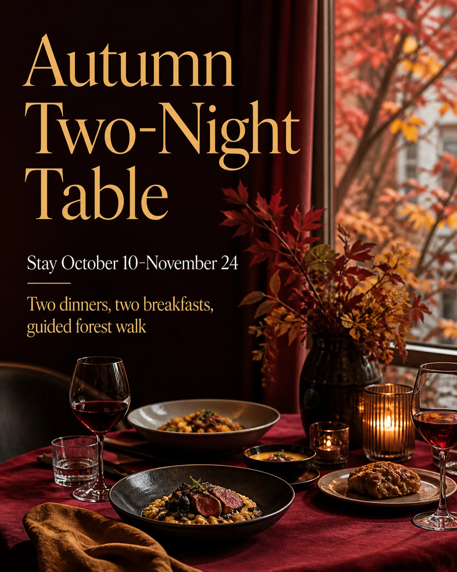 Hospitality & travel Announcement: Autumn two-night package