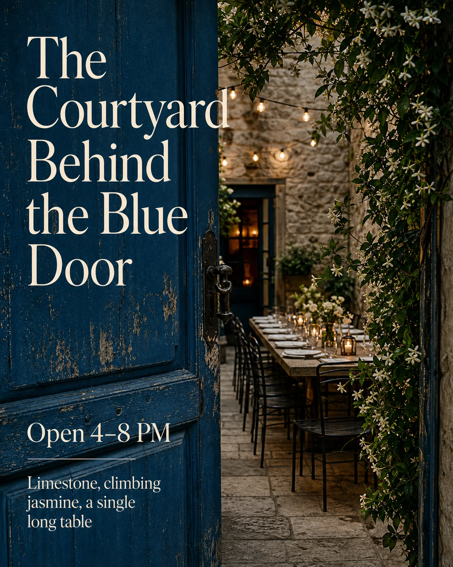 Hospitality & travel Social: Blue-door courtyard introduction