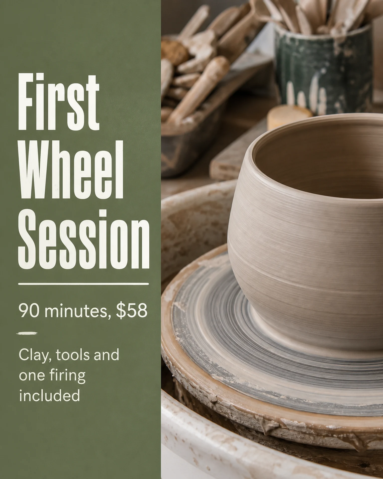 Pottery trial class, a Classes & schools marketing template