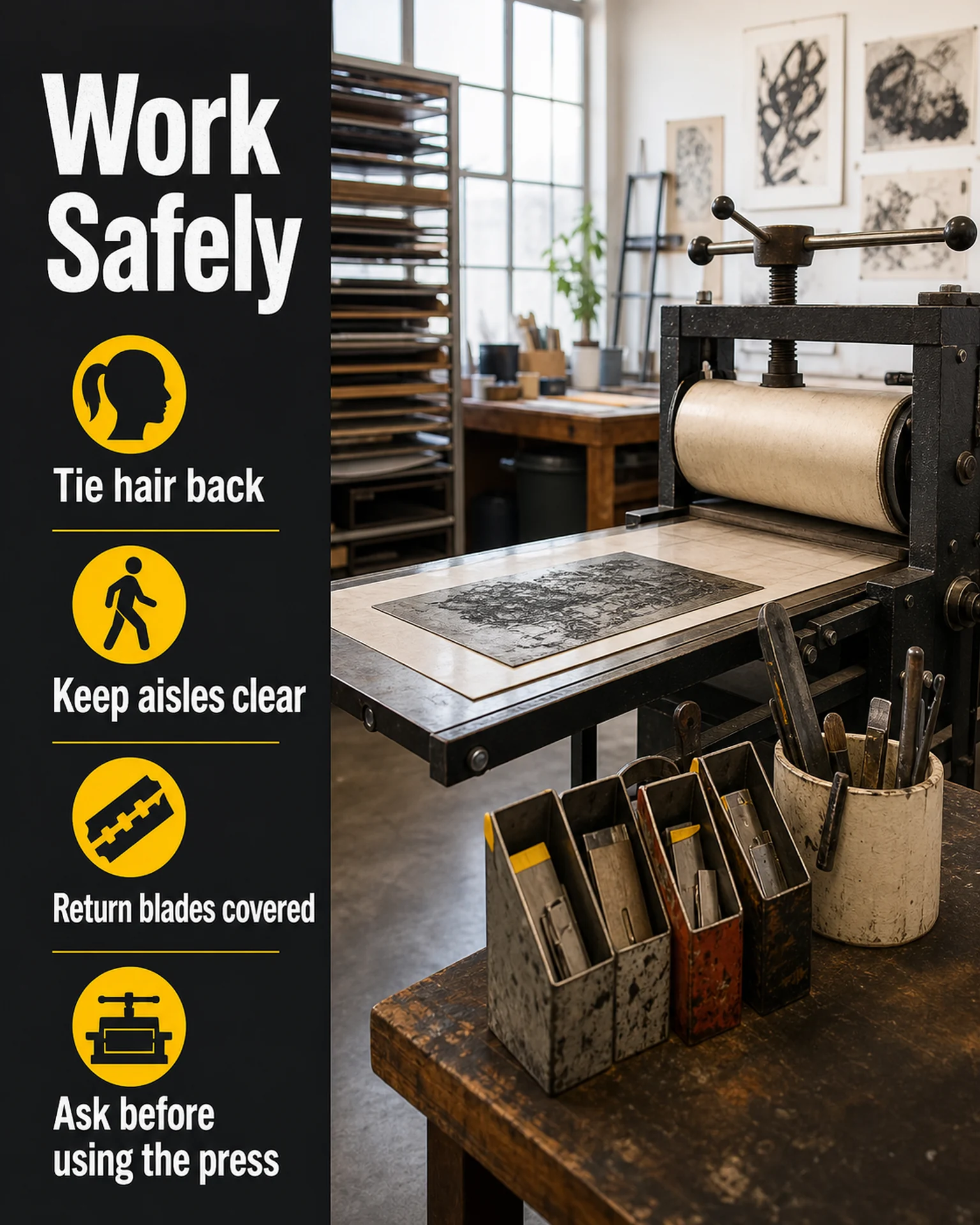 Printmaking safety-icon guide