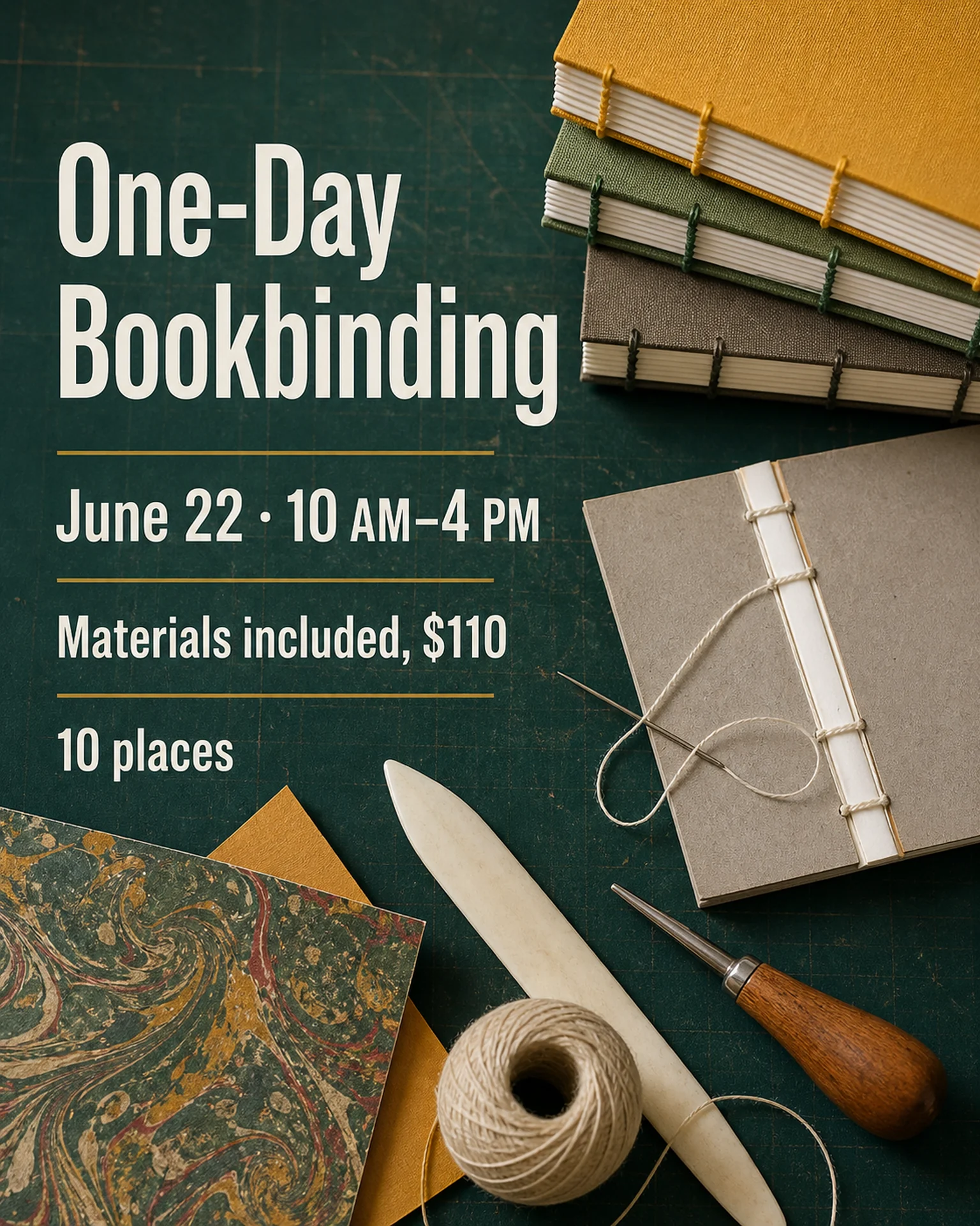 Bookbinding workshop announcement