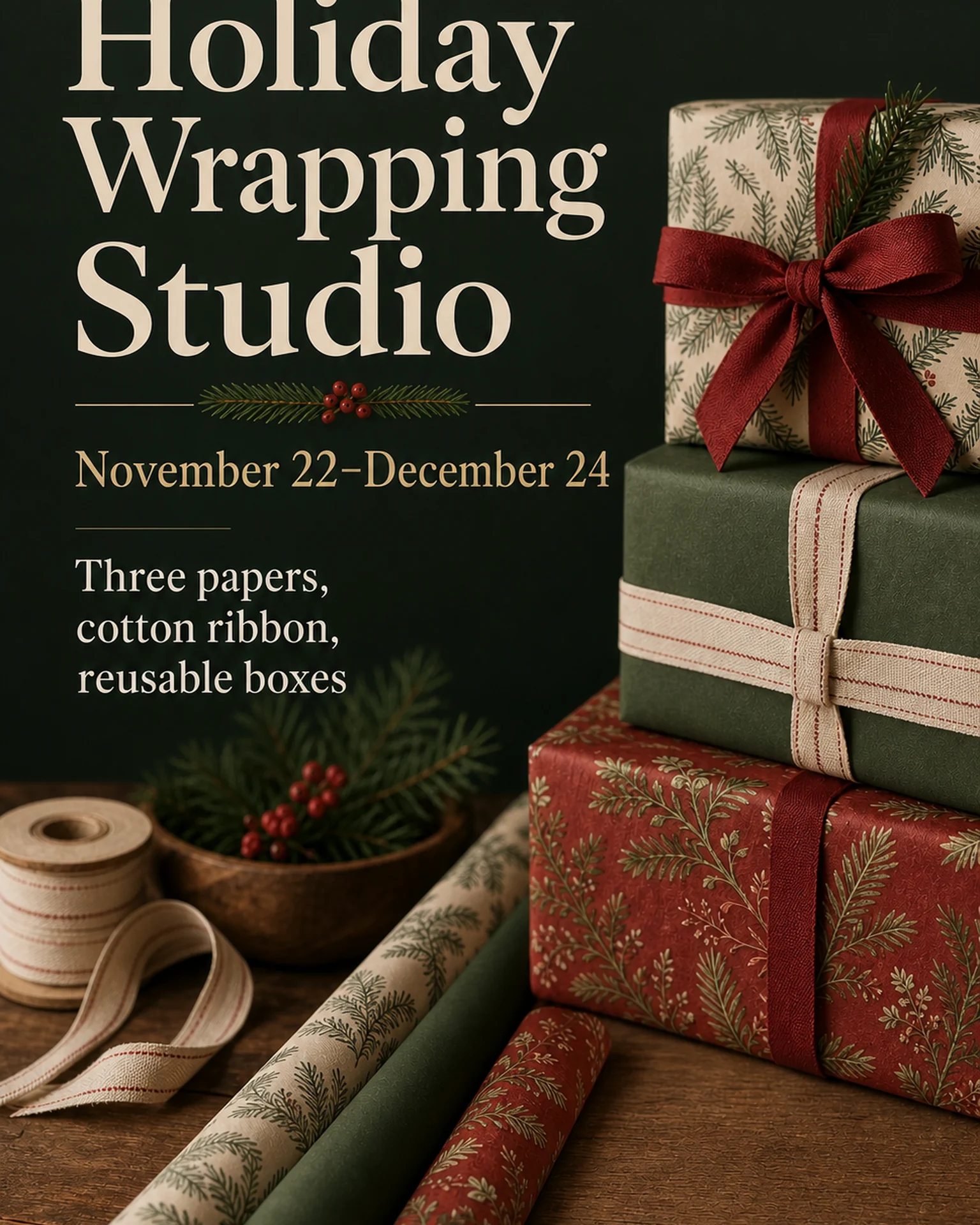 English template reference for create a gift-wrapping service notice