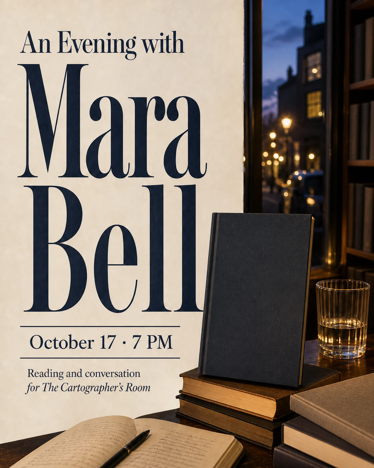 Bookshop author-event announcement