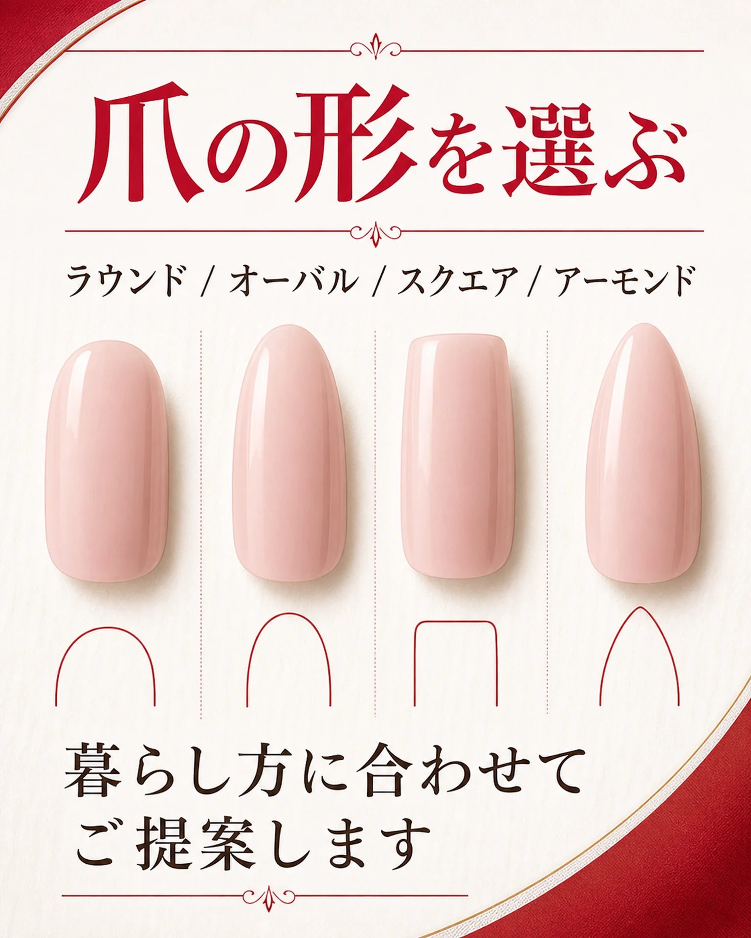 四種類の爪の形ガイド
