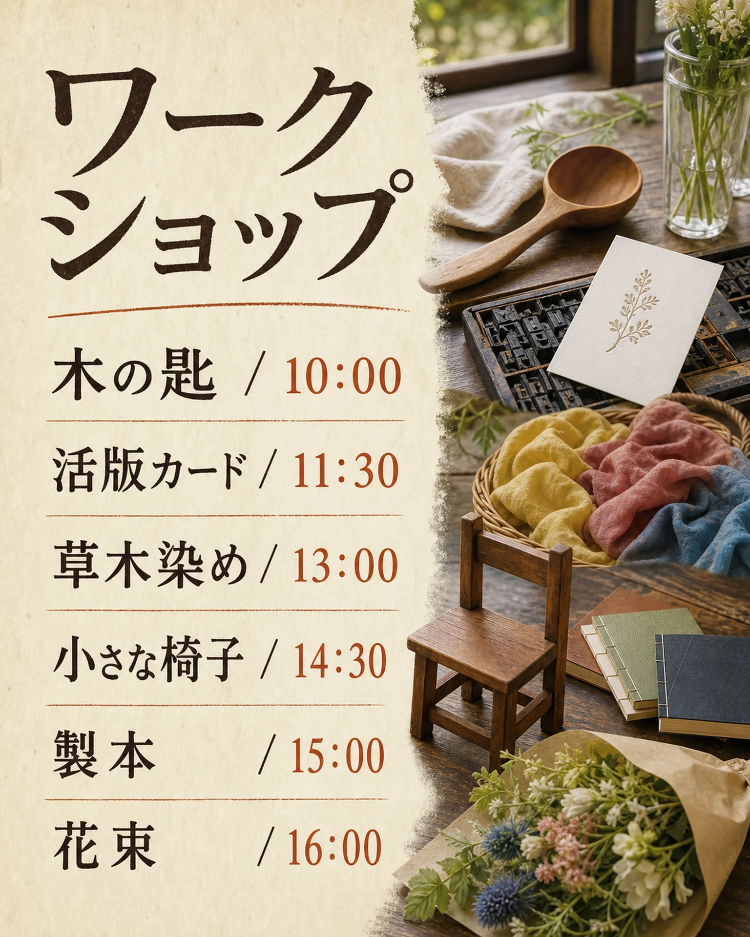 イベント・地域催事 メニュー: 手仕事ワークショップ時刻表