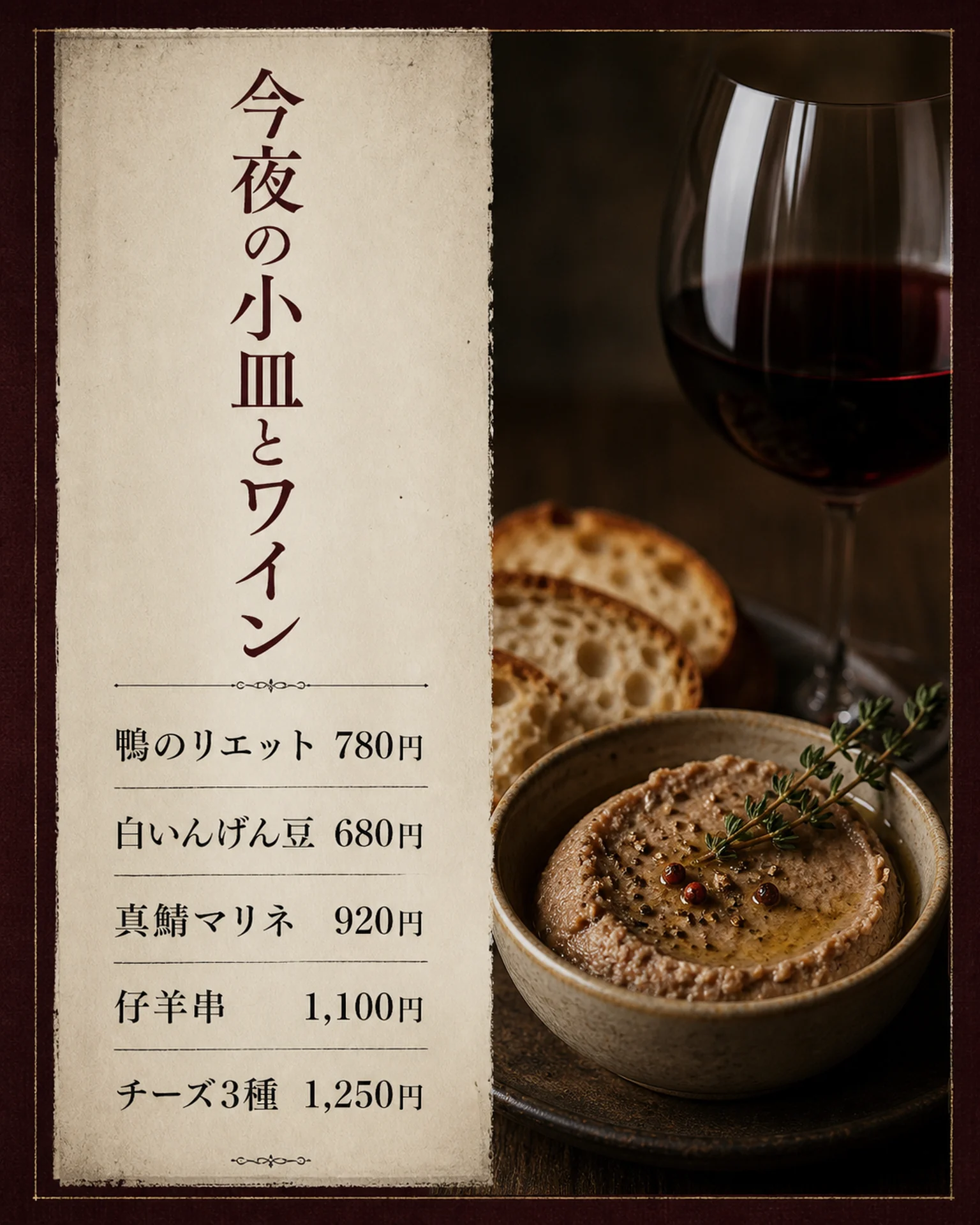 飲食店の追加一品POPを作成の構成を参考にする日本語テンプレート