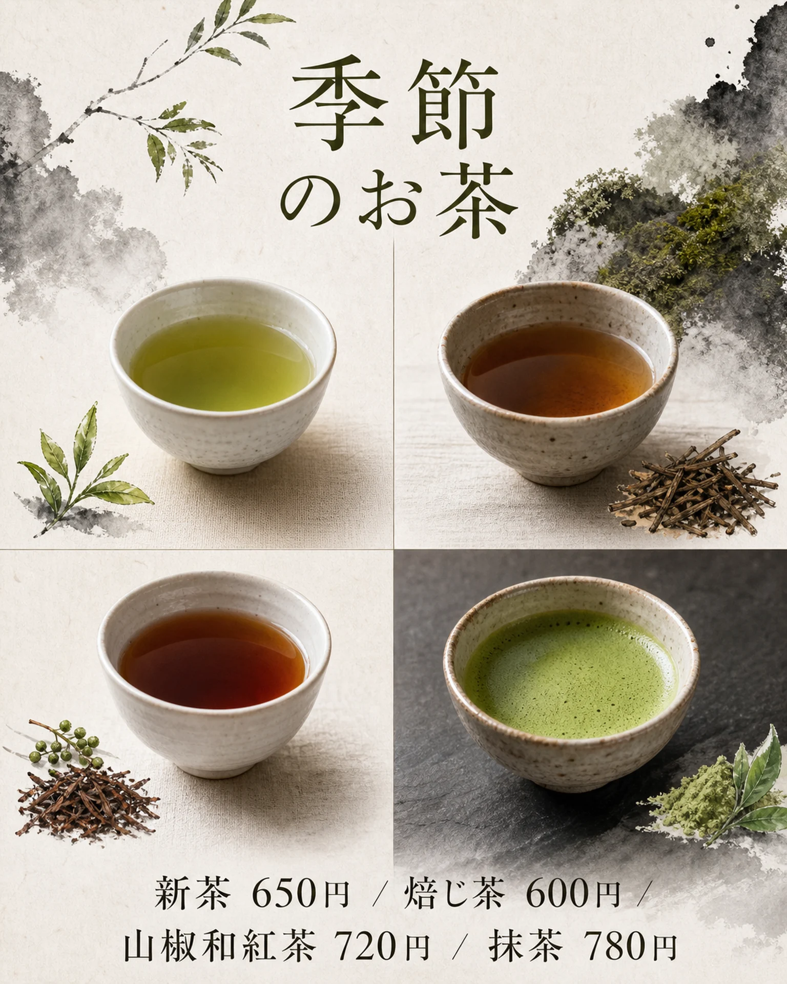 カフェのドリンクメニューを作成の構成を参考にする日本語テンプレート