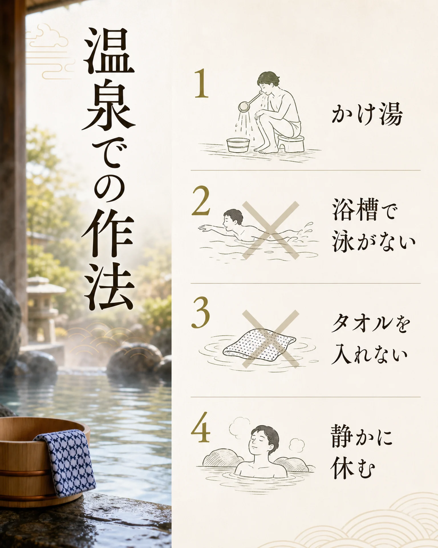宿泊施設の浴場利用案内を作成の構成を参考にする日本語テンプレート