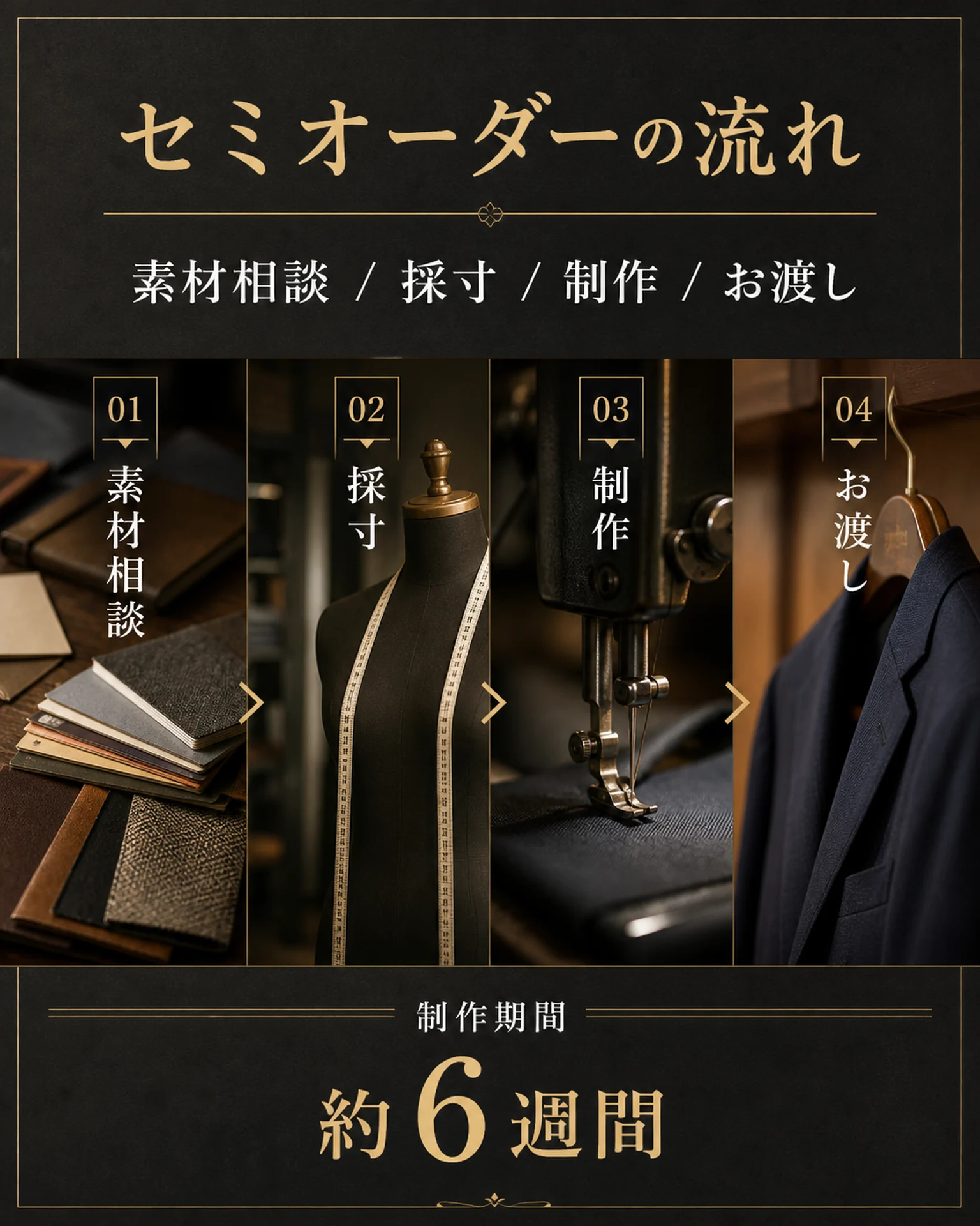 小売・ショップ 案内: 衣服のセミオーダー手順案内